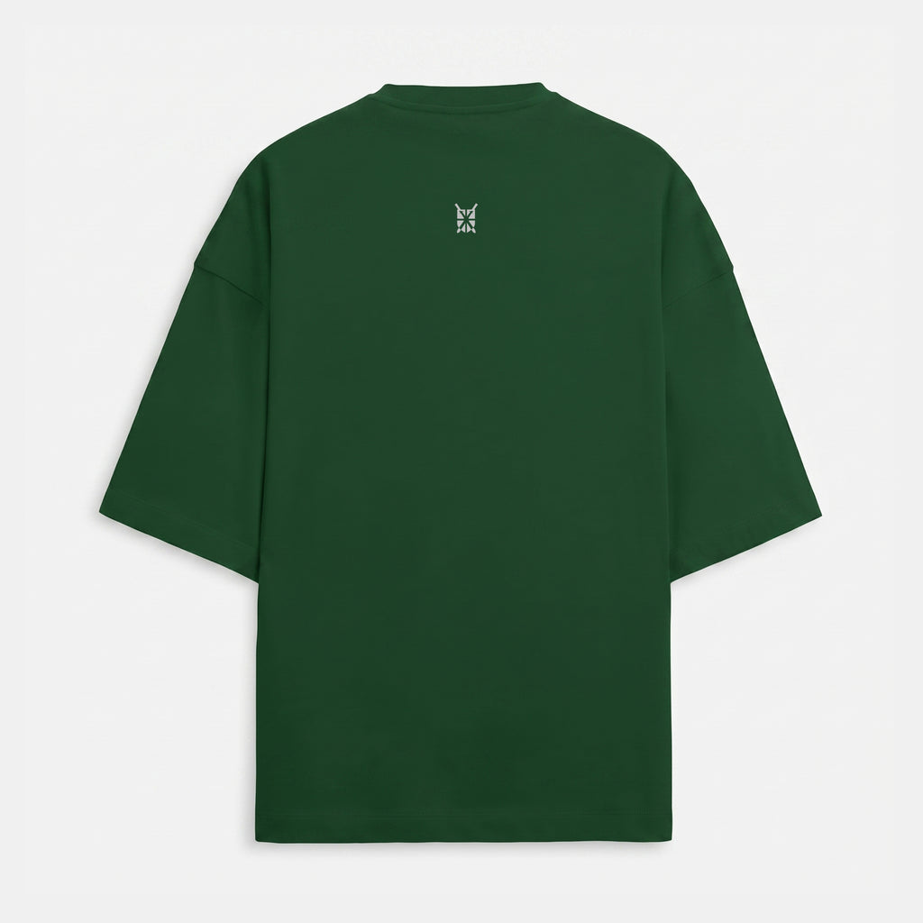 French Terry Biker Helmet Oversized Bottle Green T-Shirt (Unisex)