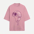 French Terry Biker Helmet Oversized Flamingo Pink T-Shirt (Unisex)