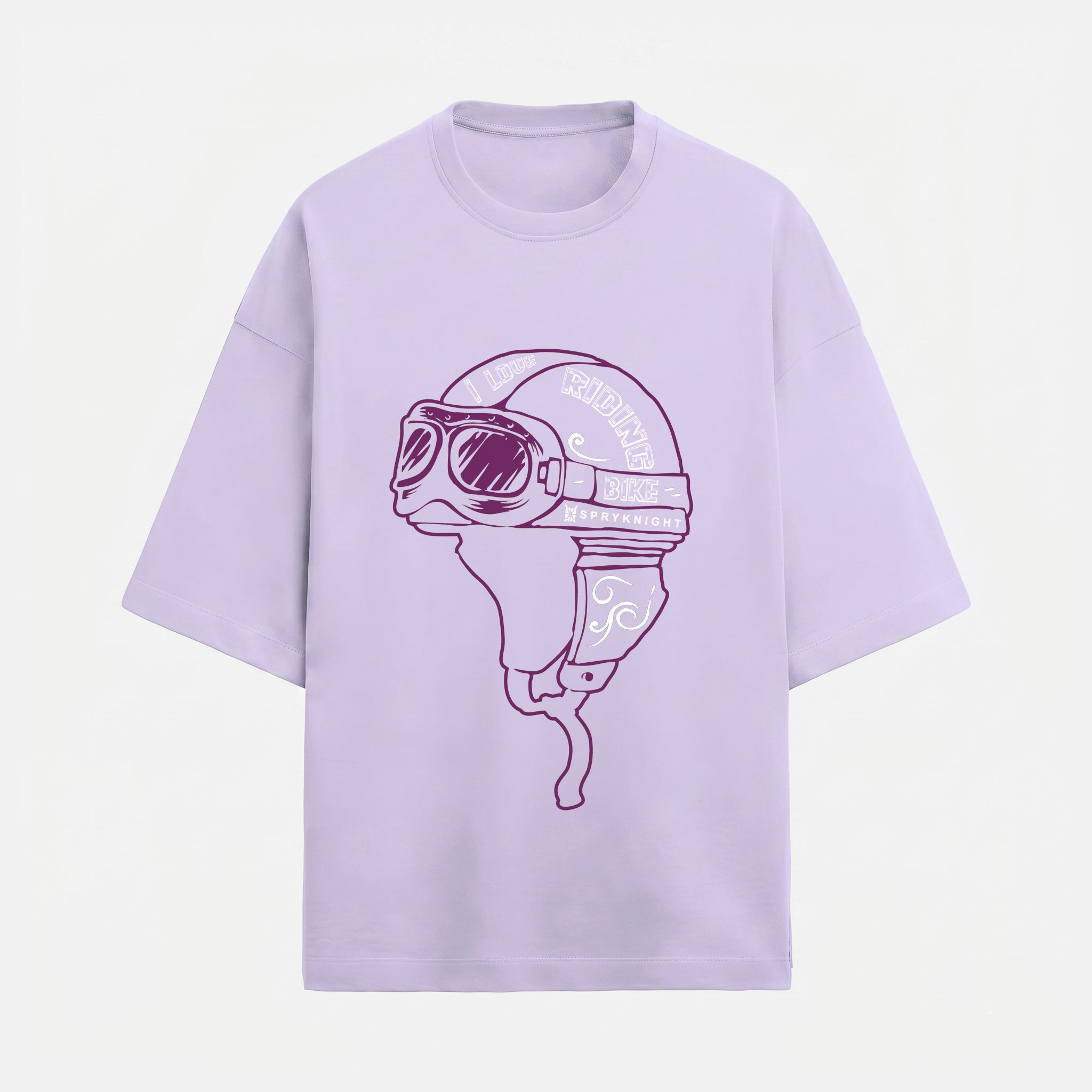 French Terry Biker Helmet Oversized Lavender T-Shirt (Unisex)