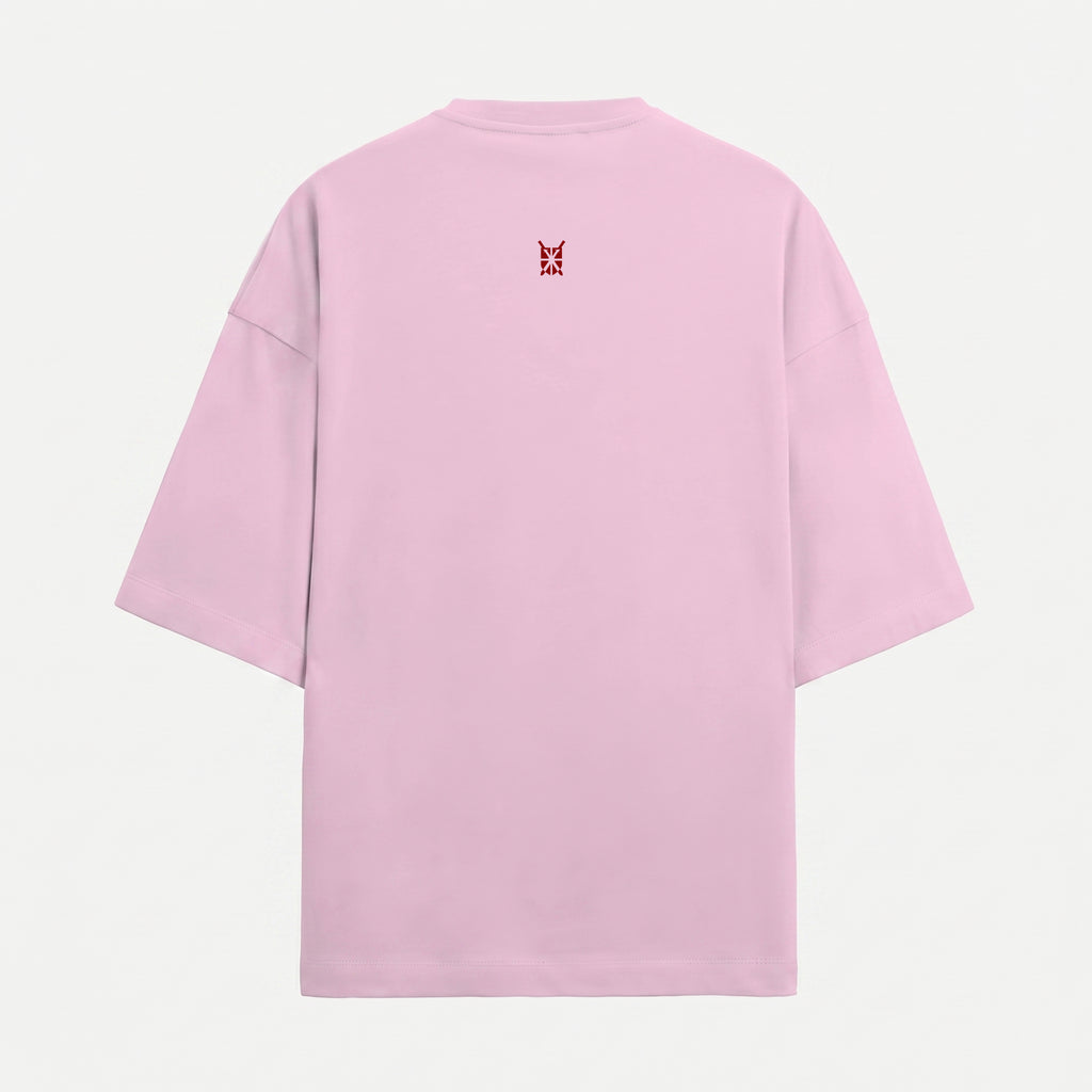 French Terry Biker Helmet Oversized Light Baby Pink T-Shirt (Unisex)