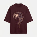 French Terry Biker Helmet Oversized Maroon T-Shirt (Unisex)