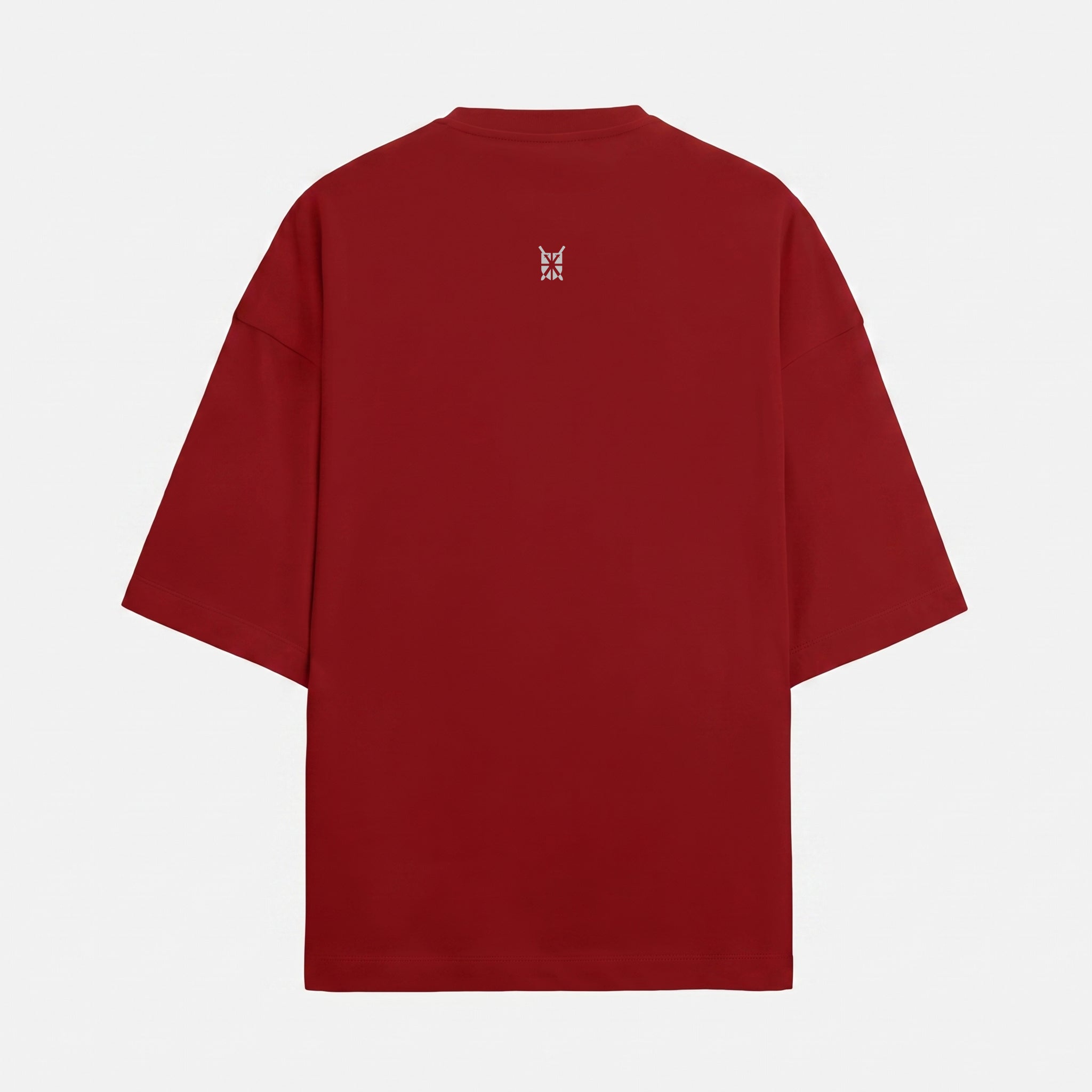 French Terry Tri-Colour Lifestyle Red Oversized T-Shirt (Unisex)