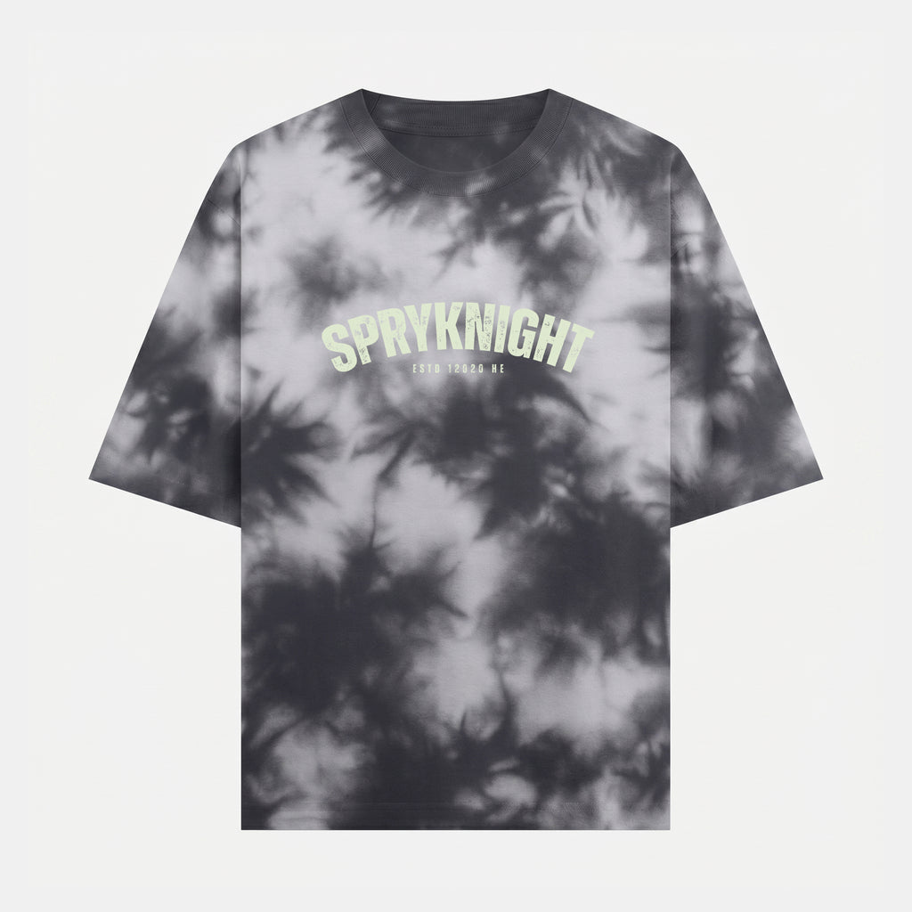 Tie Dye Oversized Grunge Arc White-Black T-Shirt (Unisex)