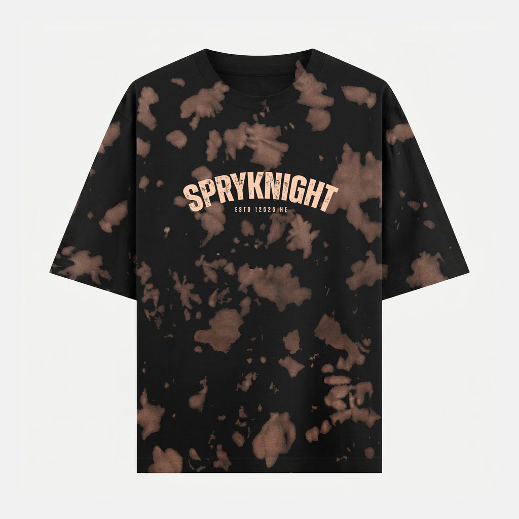 Tie Dye Oversized Grunge Arc Brown-Black T-Shirt (Unisex)