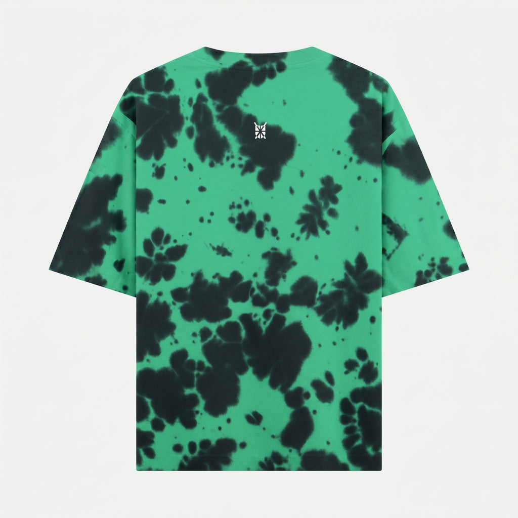 Tie Dye Oversized Grunge Arc Green-Black T-Shirt (Unisex)