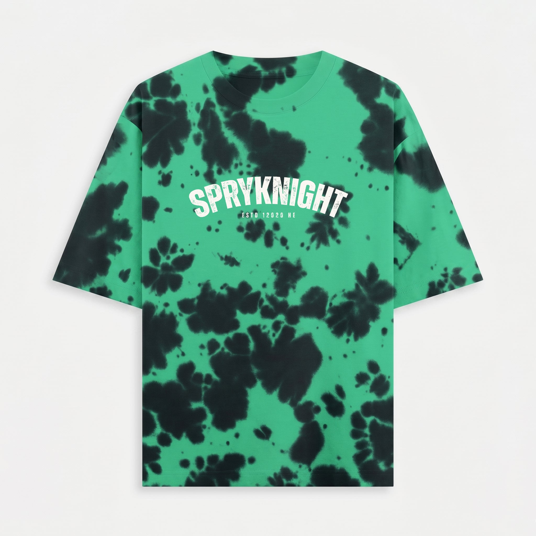 Tie Dye Oversized Grunge Arc Green-Black T-Shirt (Unisex)