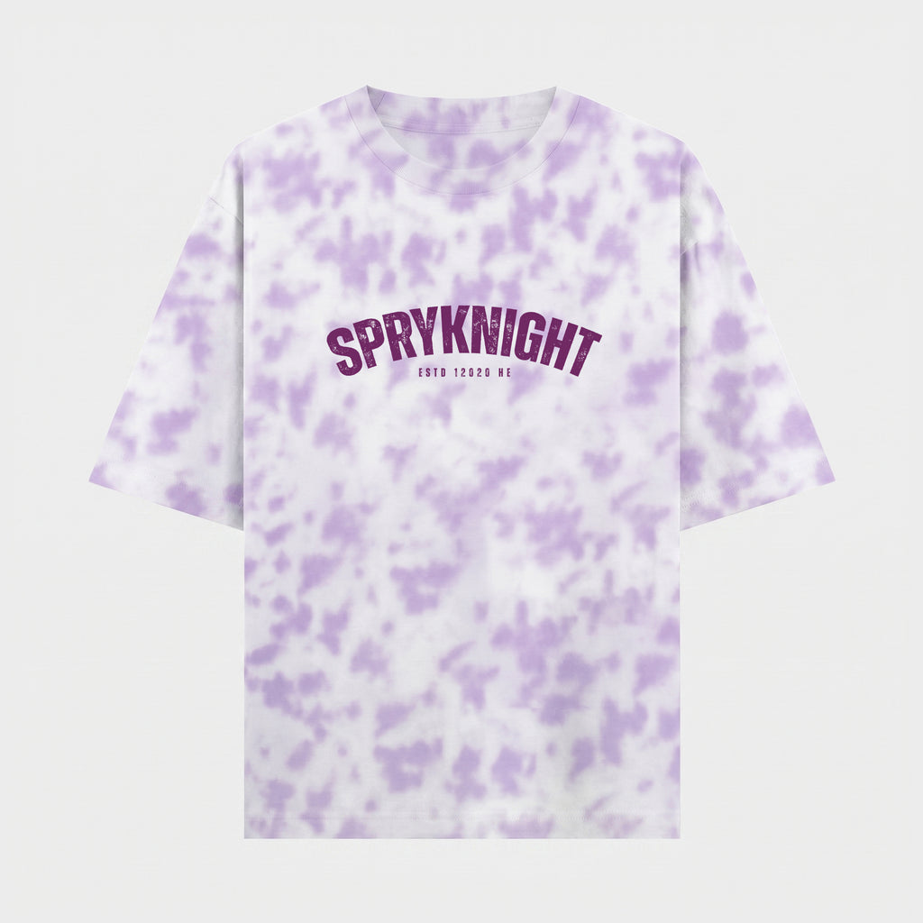 Tie Dye Oversized Grunge Arc White-Lavender T-Shirt (Unisex)