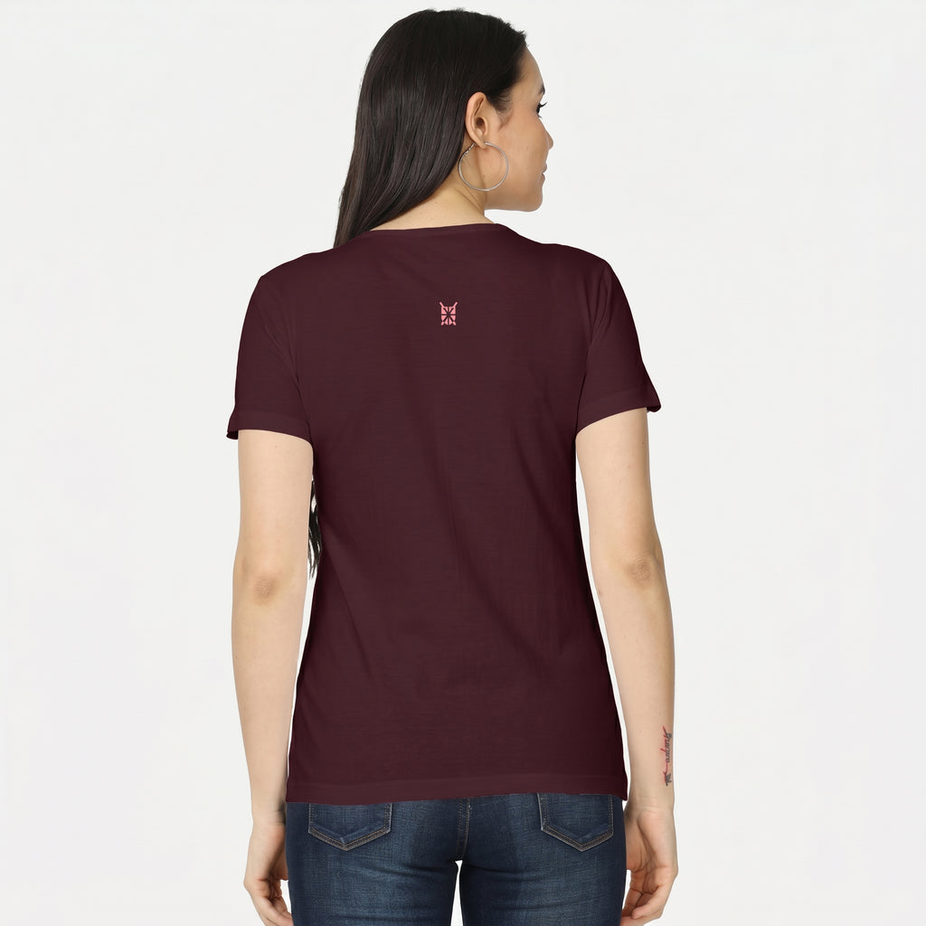 Women's Classic Crew Neck Maroon T-Shirt